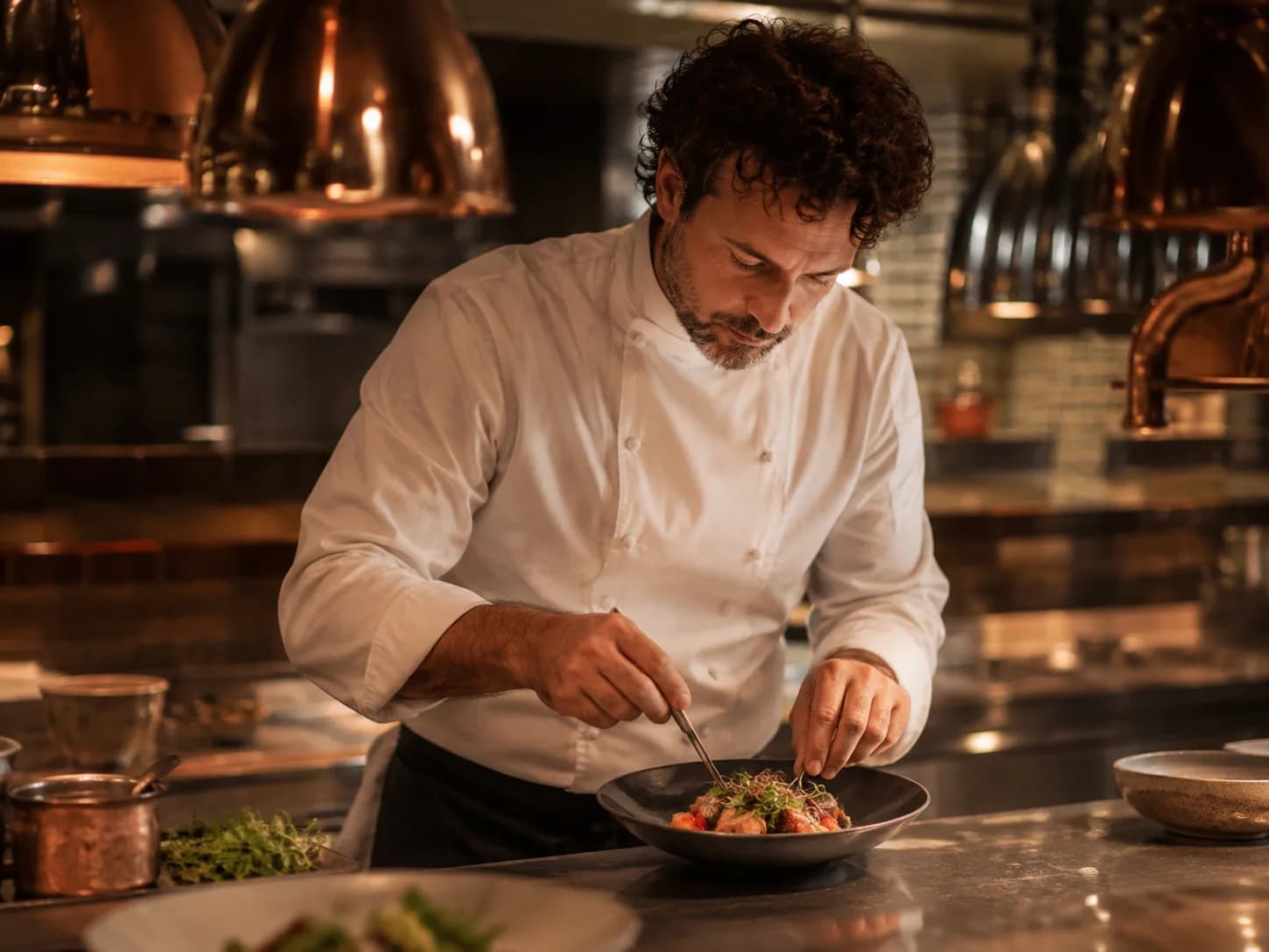 Chef preparando un plato